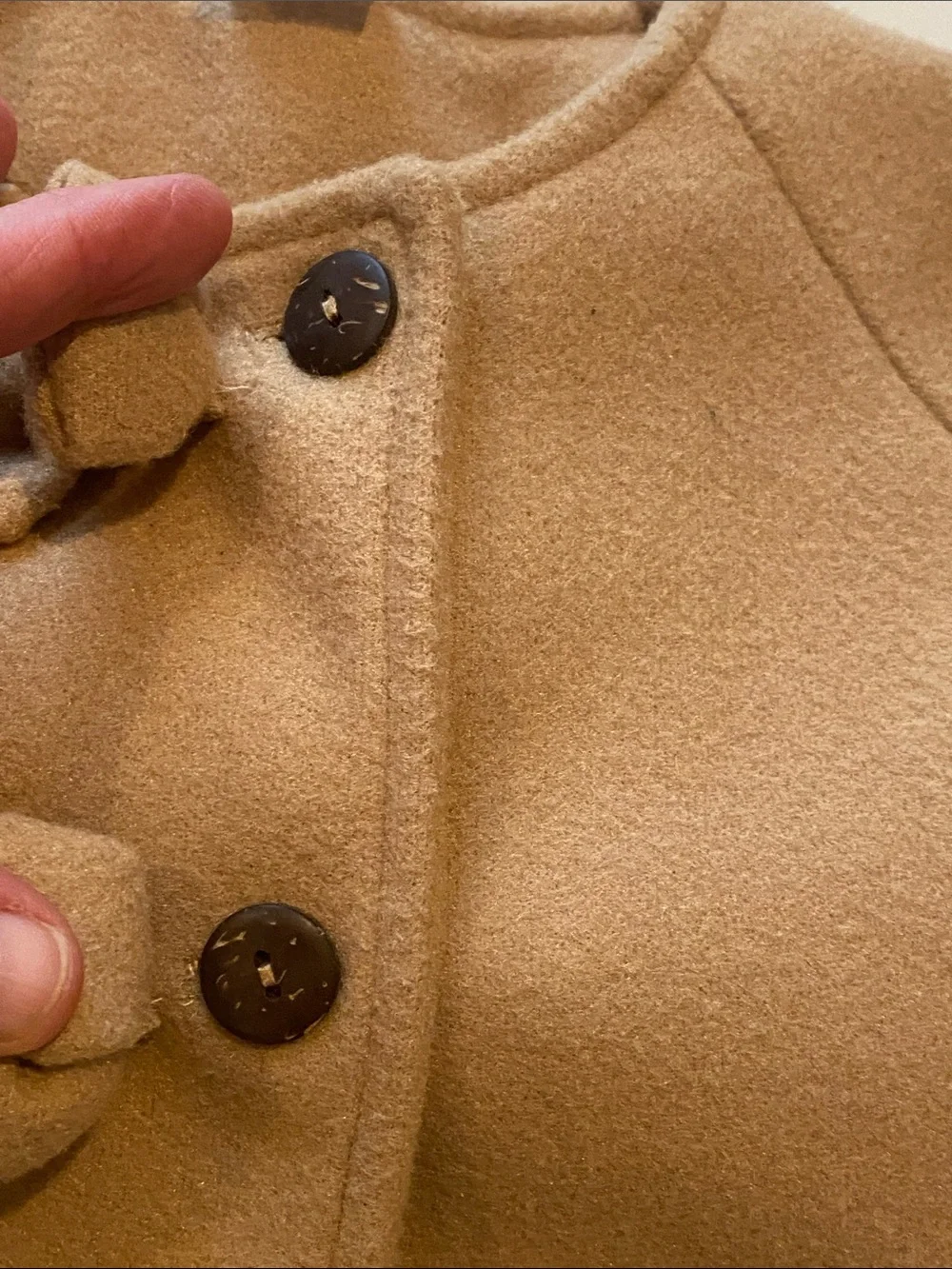 Girls' Bow-Front Pea Coat in Camel